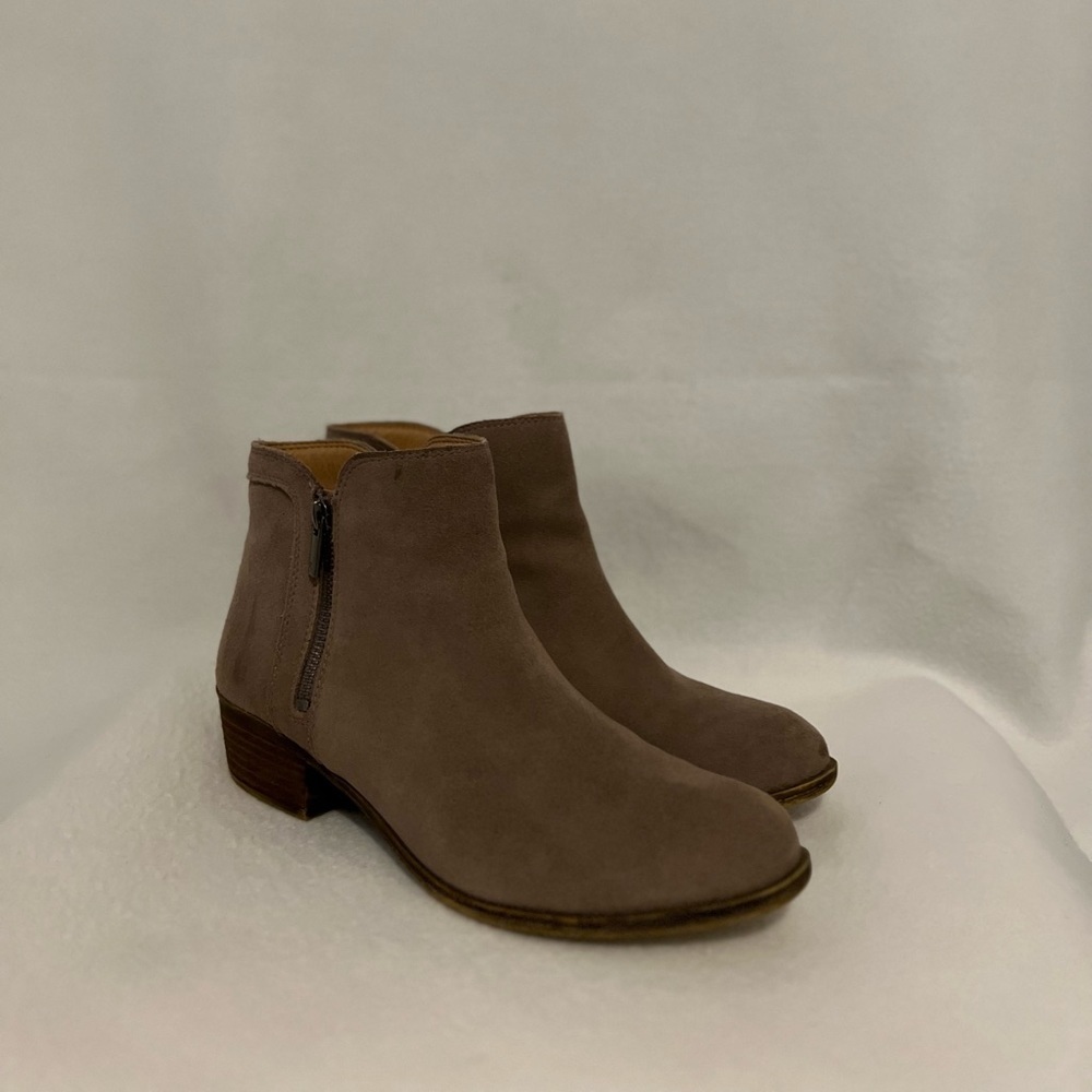 Luck Brand Size 10 Beige Suede Double Zipper  Leather Booties - Picture 9 of 16